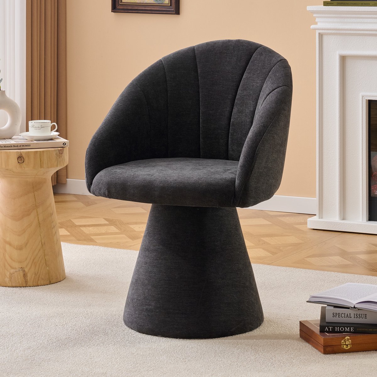 Clruro Eetkamerstoel - 1 Stuk - Polsterstoel Ronde Rug Armleuningloos Design - Woonkamer Slaapkamer - Stoff - Grijs