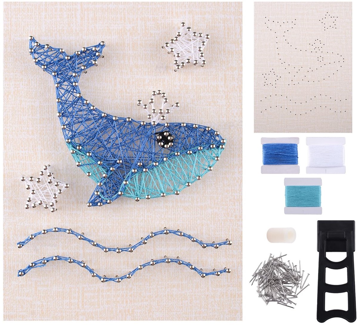 Dailygoods- String Art Kit 3D Walvis - DIY Hobby Kit - Wanddecoratie - Creatieve Craft Kit - Uniek Cadeau - Complete All-in-One Set