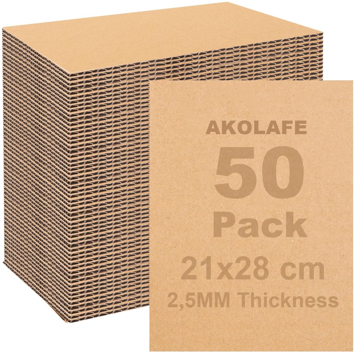 Dailygoods - 50 Vellen Natuurlijk Golfkarton - Drietraps Knutselkarton 28 x 21 cm
