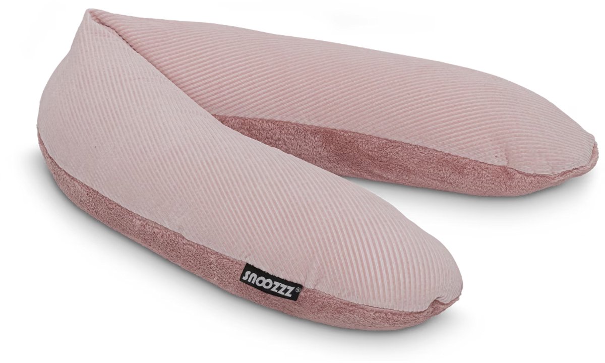 Snoozzz Voedingskussen Premium Kwaliteit - 185 cm – Microparel Vulling – Luxe Draagtas – Wasbare Hoes - Rib Rosé