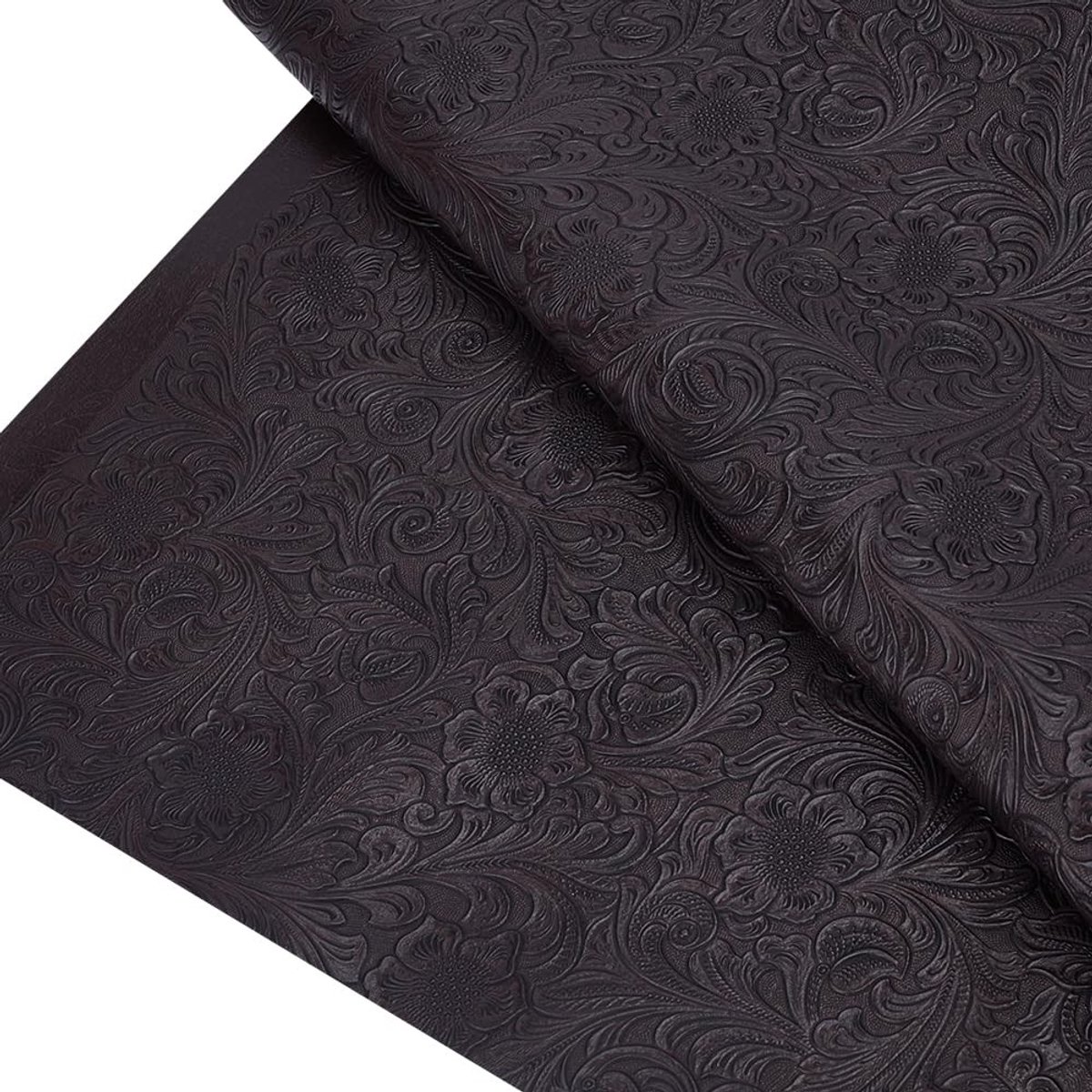 Dailygoods- Faux Lederen Stof 55 Inch Breed - Reliëf Stof - Zwart Phoenix Patroon - Duurzaam - Waterdicht - Geschikt voor Knutselen - Kunstleer