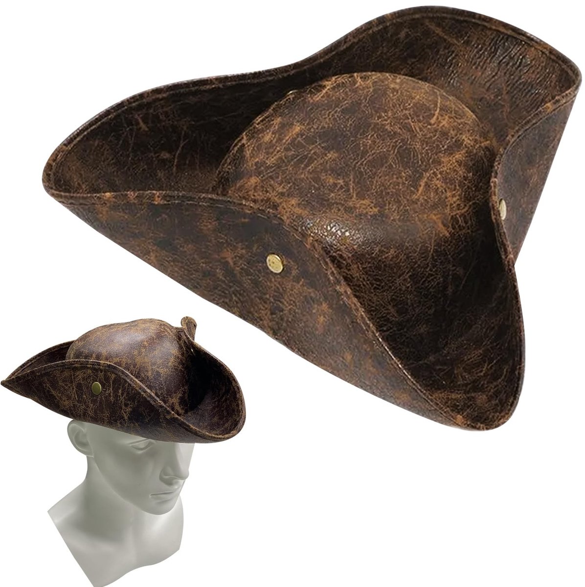 Dailygoods- Piratenhoed Tricorn - Halloween Kostuum Accessoire - Middeleeuwse Stijl - Themafeest - Cosplay - Roestvrij Staal Decoratie - Kostuumhoed