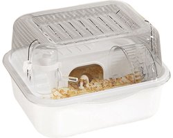 Hamsterkooi, verblijf voor kleine dieren, grote capaciteit, transparant ontwerp, geschikt voor gerbils en knaagdieren, kooi voor kleine dieren, speelhuisje - wit