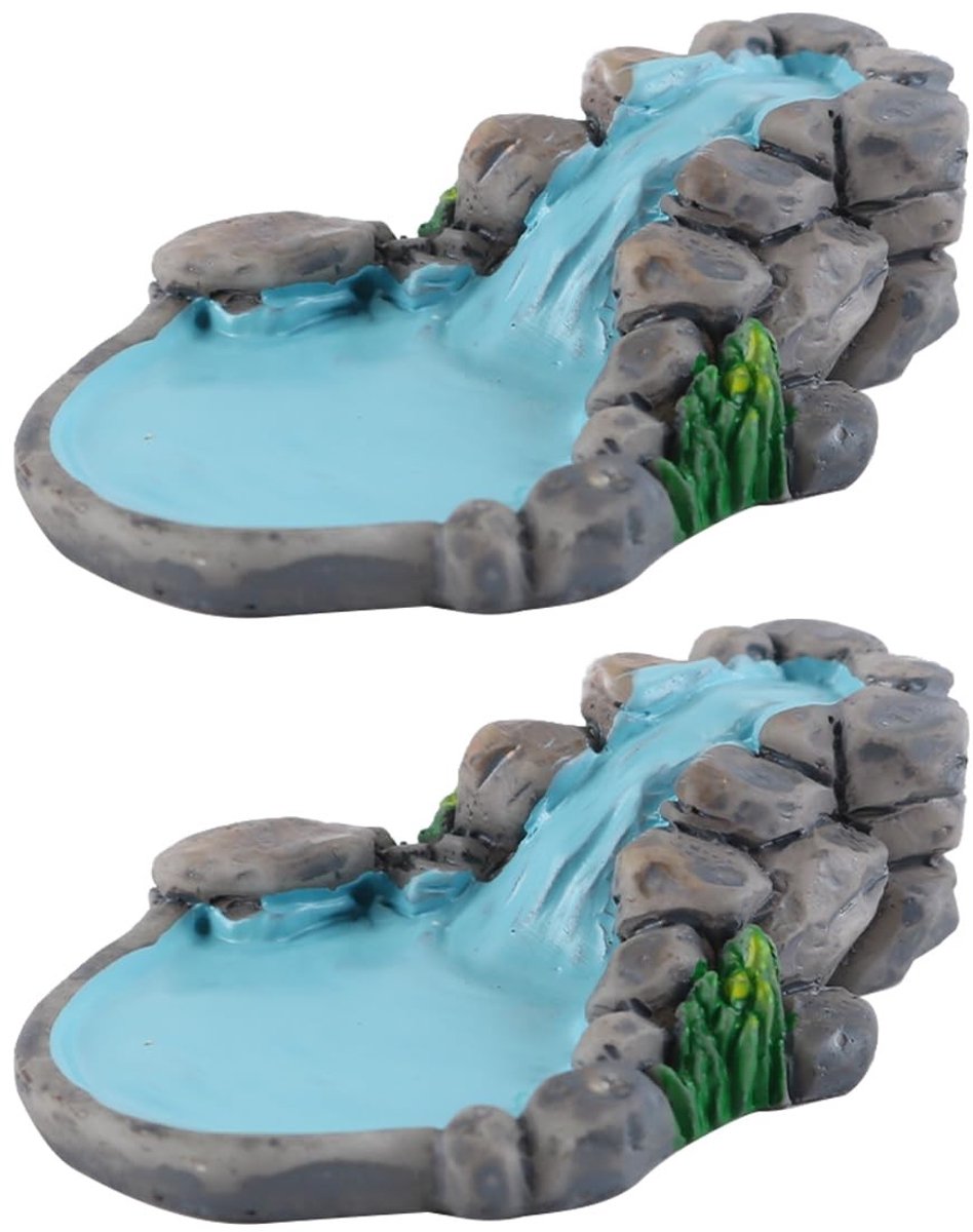 Jhubersproducts - Miniatuur vijver ornamenten set - Decoratie voor tuin - Blauwe kleur - Themafeest - Perfect voor feeëngazon - 2 stuks