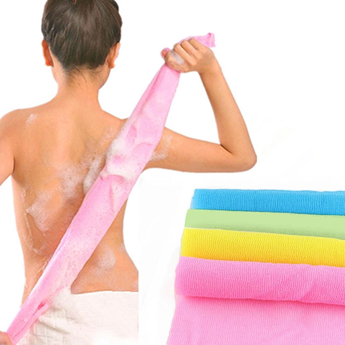 Smoakez - Multicolour Exfoliërende Doek - Body Douche Reinigingssponzen - 90 cm Lang - Zeepbesparend - Zacht en Effectief - Voor Lichaamsverzorging