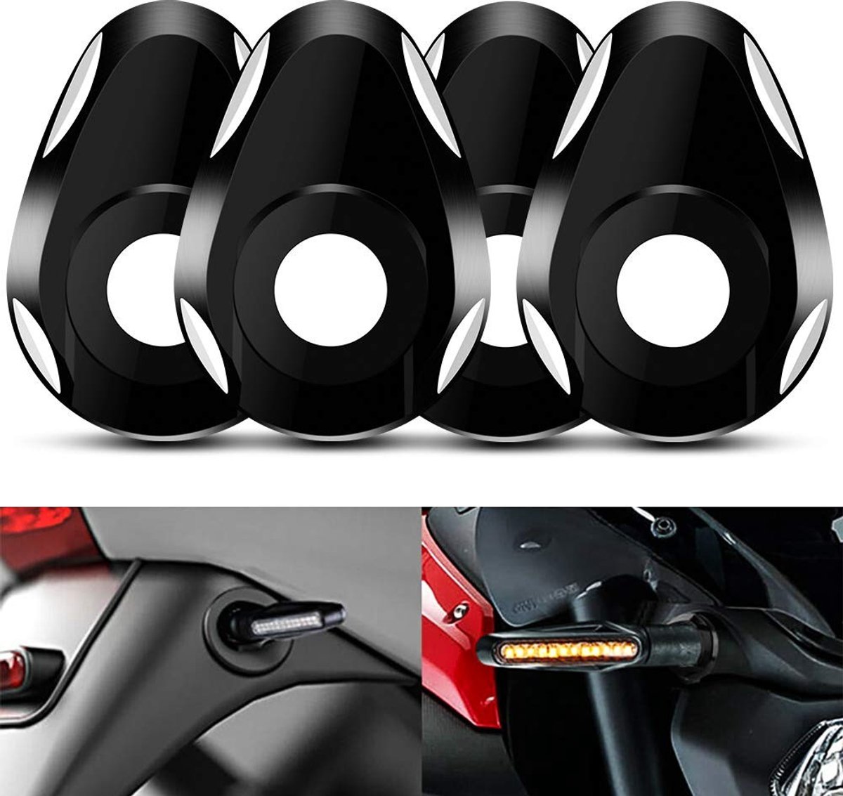 Dailygoods - Motorfiets Refit Richtingaanwijzer - 4 Stuks - Aluminium - Lichtgewicht - LED - Geschikt voor FZ1 Fazer R6 - Zwart
