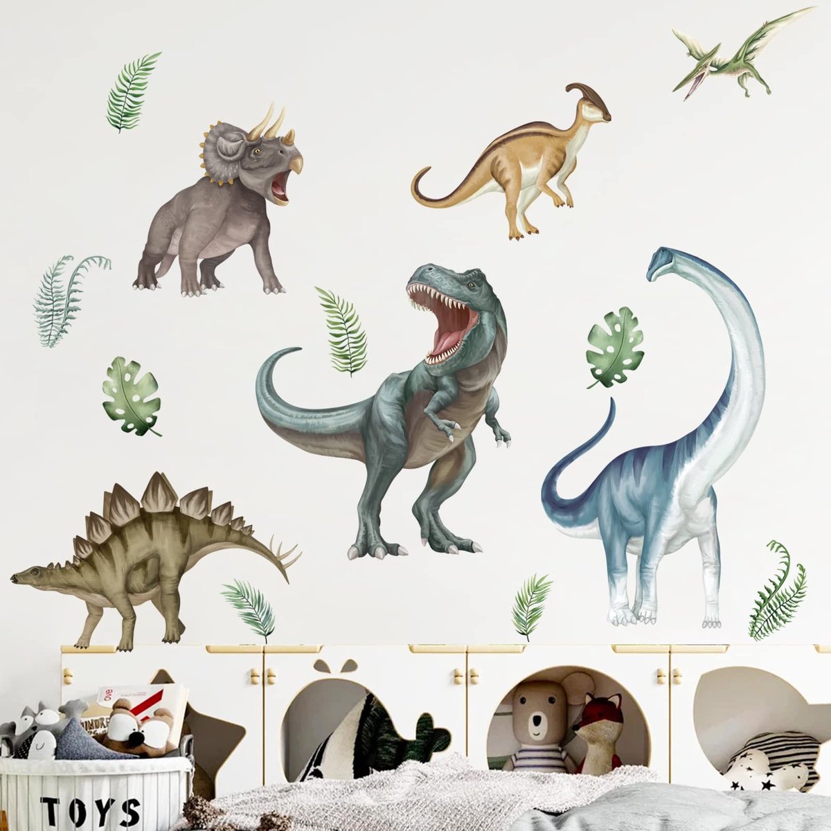 Dailygoods - Dinosaur Wall Stickers - Kinderen - Makkelijk aan te brengen - Multicolor - Wanddecoratie - Babykamer - Leuke dieren