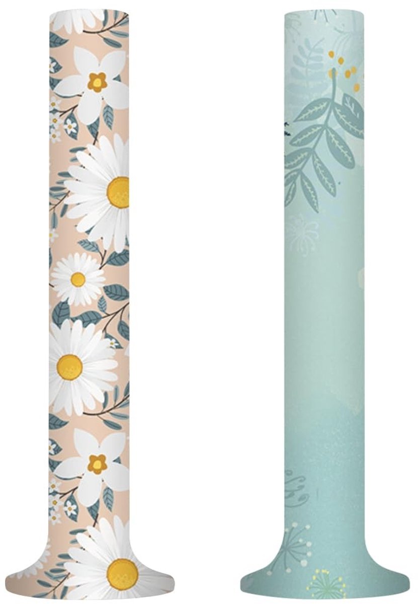Dailygoods - Stofafdekking torenventilator - Beschermhoes voor ventilator - Decoratief madeliefje patroon - 2 stuks - Geschikt voor huishoudelijke ven