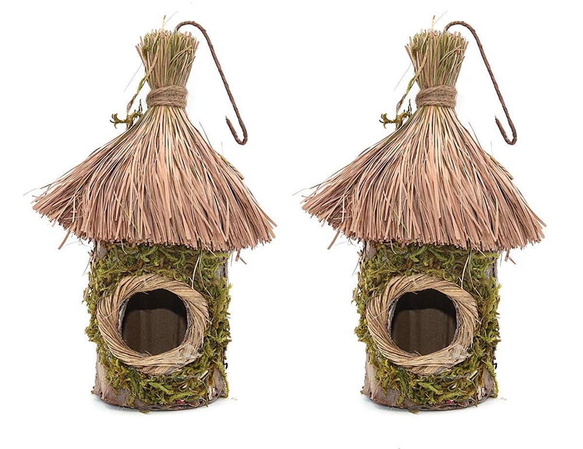 Dailygoods - Handgeweven strovogelnester - Vogelnestbox voor tuindecoratie - 2 stuks - Beschermend voor vogels - Perfect voor buitengebruik - Creatiev