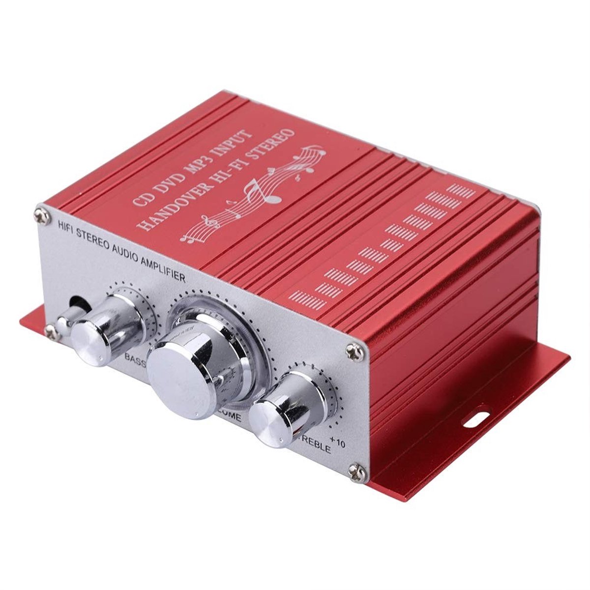 Jhubersproducts - Auto Stereo Versterker - 4 Kanalen Mini - USB MP3 FM SD DVD - Rood - Geluidsmodus Audio - Geschikt voor Auto's en Motorfietsen - Com