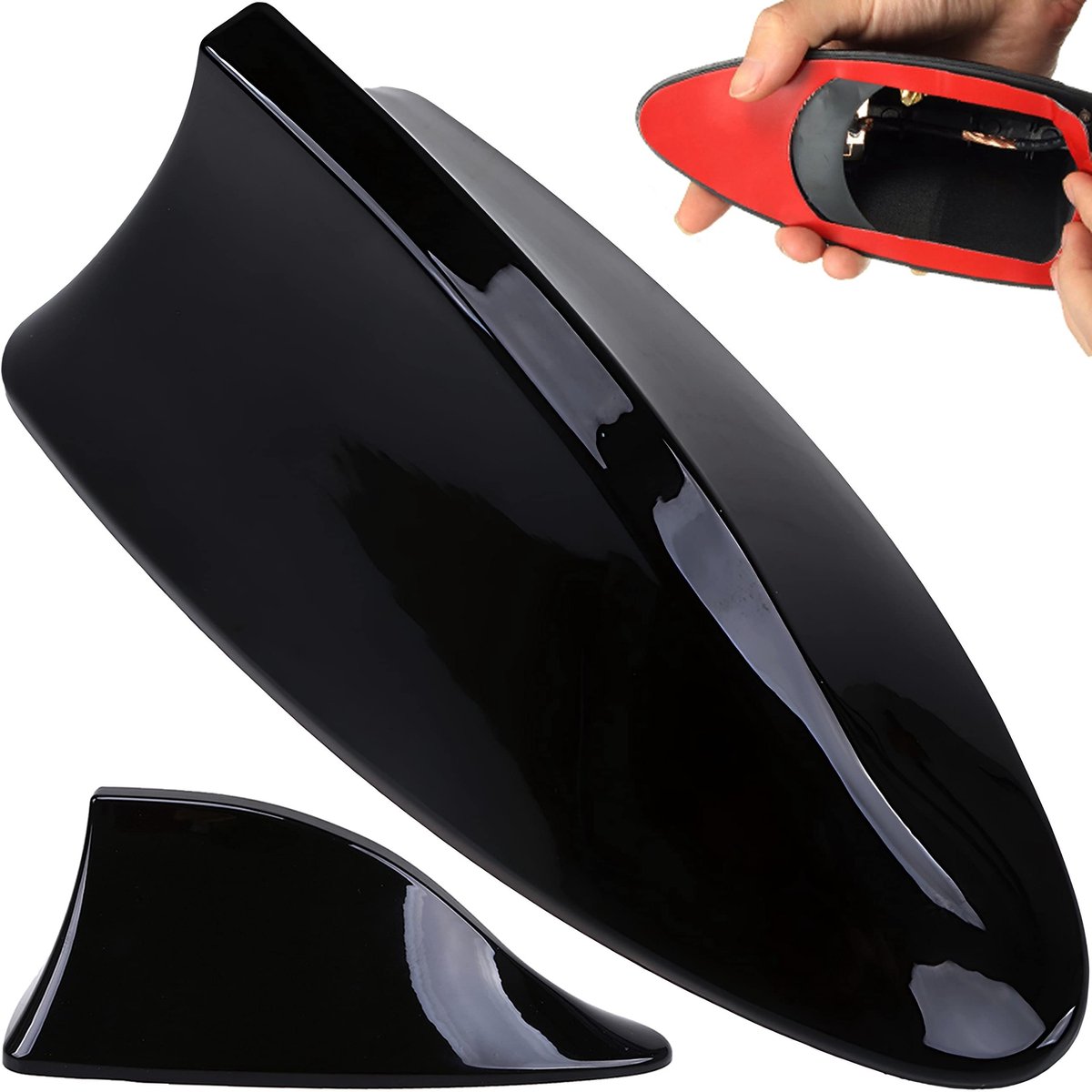 Retoo Shark Fin Car Antenna - Universele Zwarte Auto Antenne voor Verbeterde Ontvangst