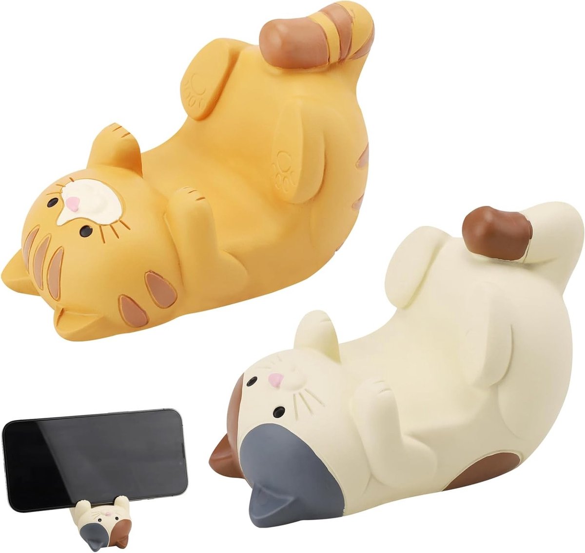 2 Stuks Grappige Kat Telefoonhouder - Schattige Kat Hoofd Desk Organizer voor Mobiele Telefoons en Accessoires