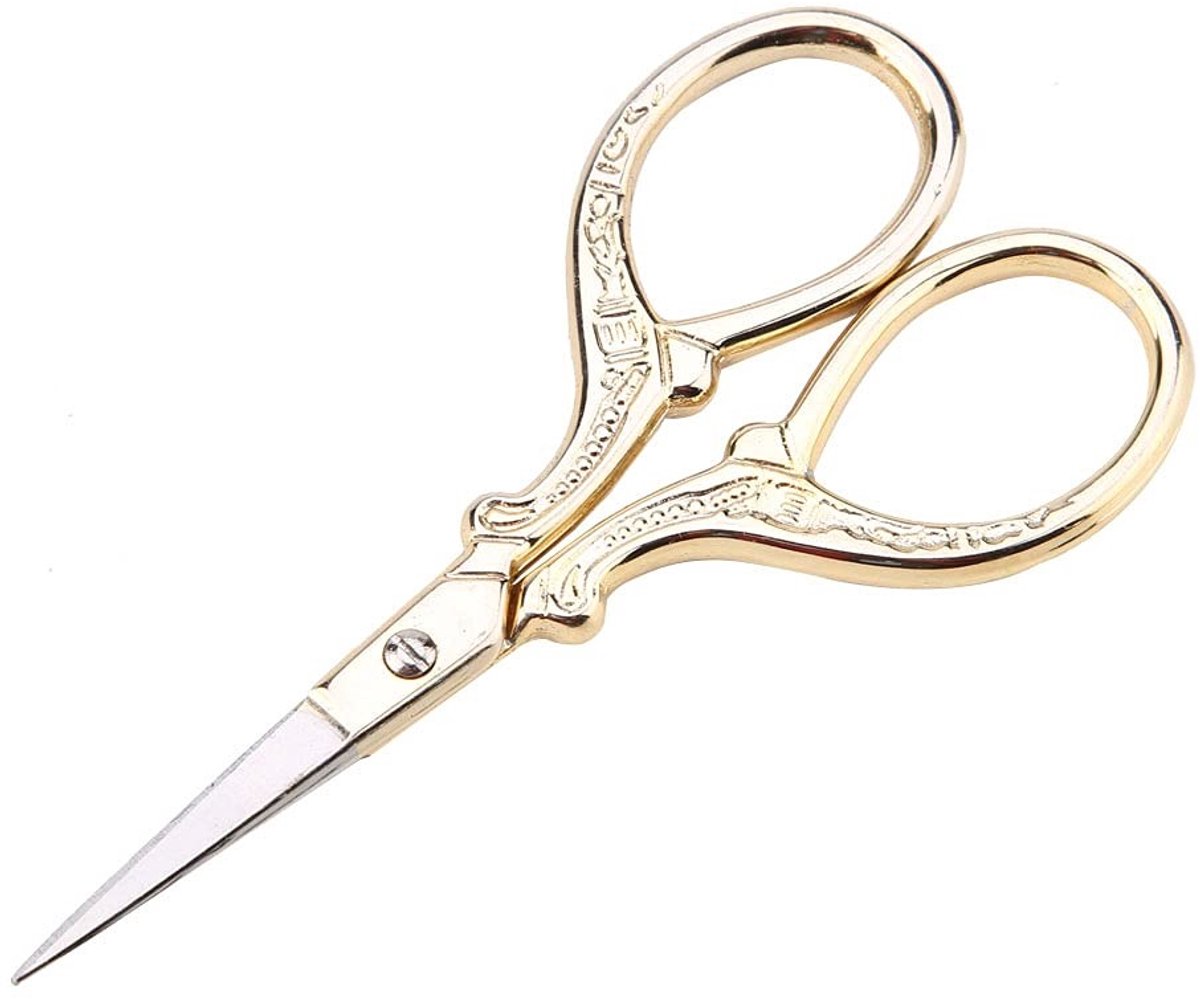 Dailygoods - Antieke Europese Patroon Naaischaar - Precisie Borduurgereedschap - Goudkleurig - Roestvrijstalen Mini Naaischaar - Geschikt voor Kleerma