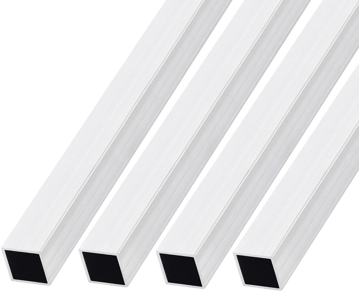 Dailygoods - Vierkante aluminium buis - 20 mm x 20 mm - Sterke en duurzame constructie - 4 stuks - Geschikt voor huismeubels en machines