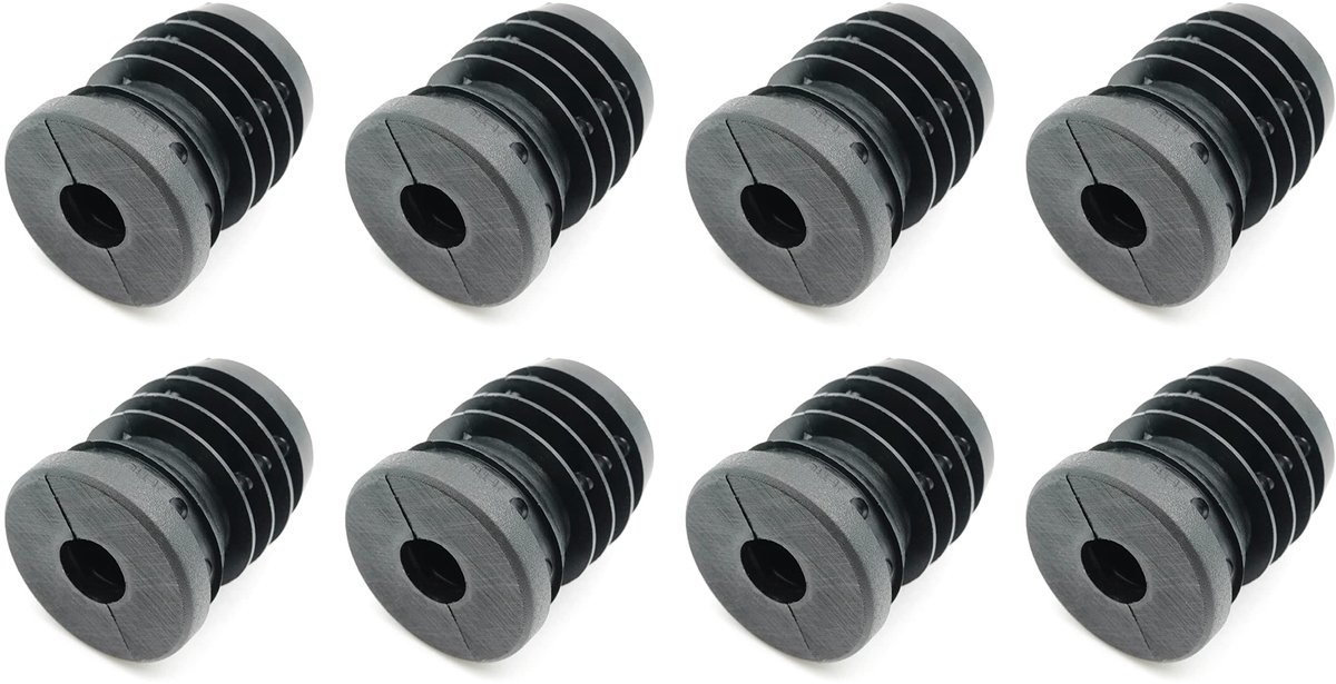Dailygoods - Afstelstoppen - Ronde buizen - Eenvoudige montage - Zwart - Voor M10 metalen moer - 8 stuks - Geschikt voor Ø 32 mm