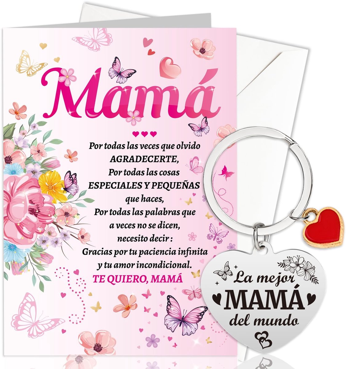 Smoakez - Moederdagkaart - Moederdag sleutelhanger - Perfect cadeau voor mama - Roze kaart - Liefdevolle boodschap - Voor moederdag - Inclusief env...