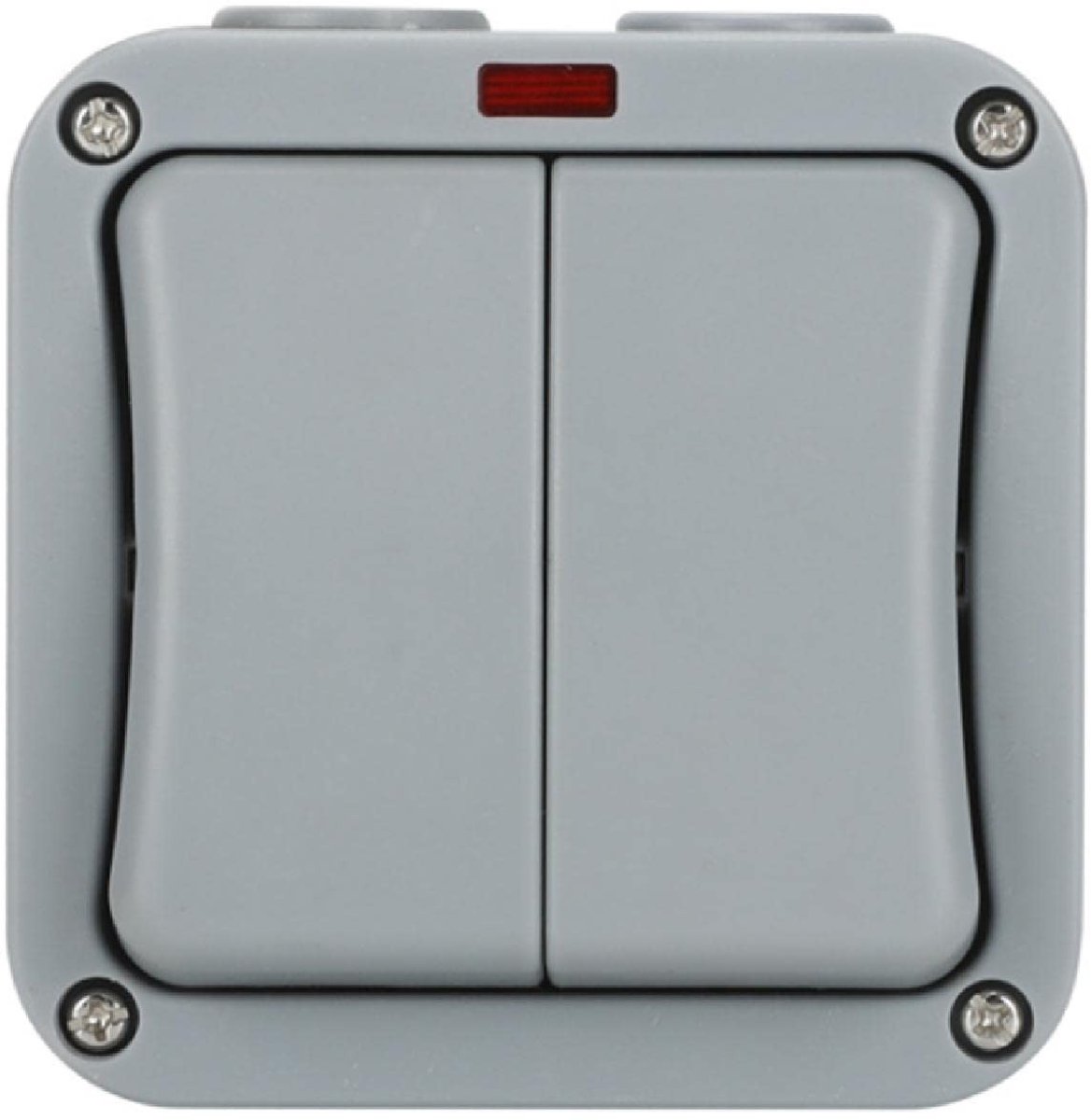 Weatherproof Dubbele Lichtschakelaar IP65 - Buiten, Tuin, Badkamer, Grijs