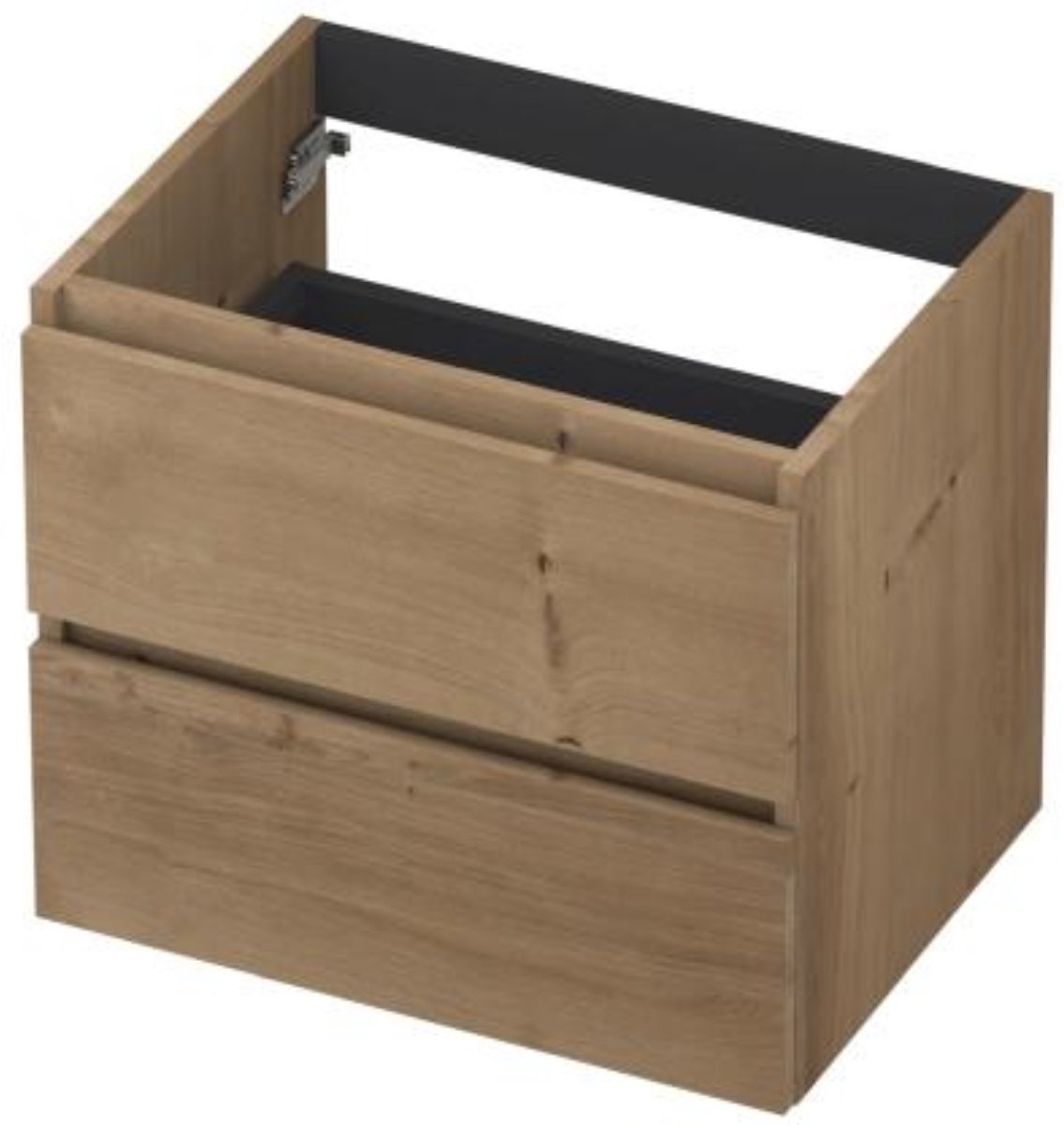 INK - Onderkast 2L Greeploos Houten Keerlijst Fineer - 600x450x520 Mm - Ash Grey Fineer