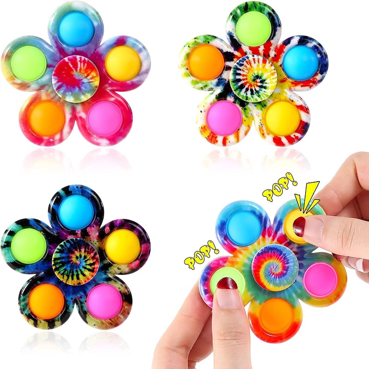 OLOEY Fidget Spinners (4 stuks in bulkverpakking)-Fidget Spinners voor kinderen-speelgoed voor in de schatkist als prijs in de klas-cadeautjes voor in de goodiebag-speelgoed voor kinderfeestjes ter verlichting van angst en stress bij ADHD en autisme