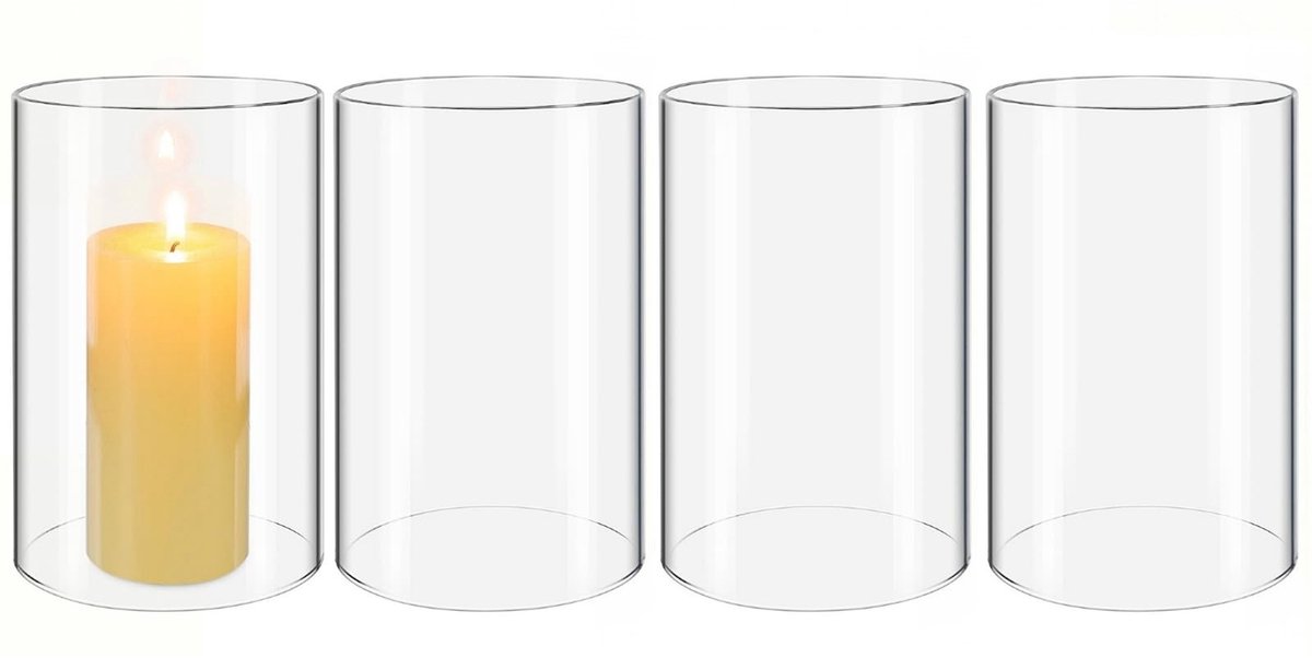 NTHProducts - Glazen Kaarsenhouder - Decoratieve Kaarsenbescherming - Transparant - Stijlvolle Kandelaar - Perfect voor Thuis en Bruiloften