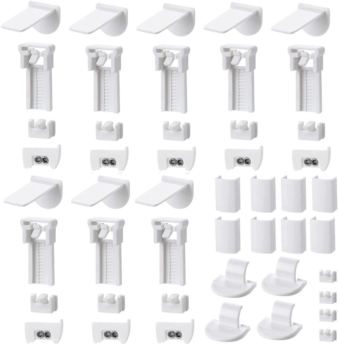 MTTProducts - Pleated Clamp Supports - 48 Stuks - Eenvoudige installatie zonder boren - Wit - Vervangingsonderdelen - Ideaal voor plisségordijnen - Ges...