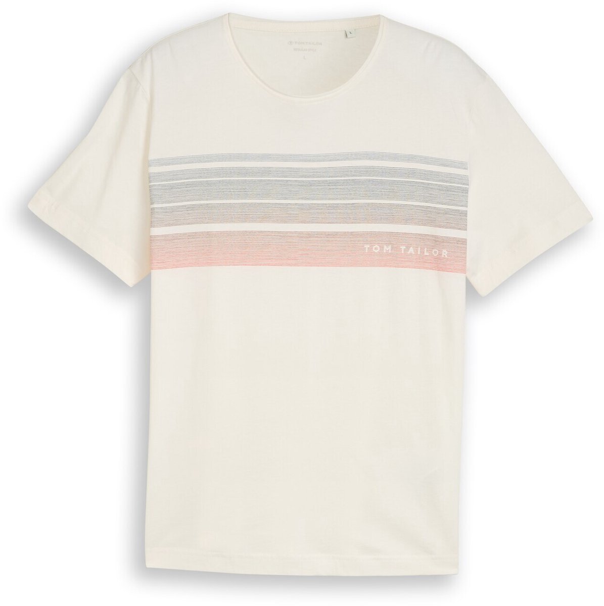 Tom Tailor - T-shirt met print op de borst - Maat XL - Gardenia White