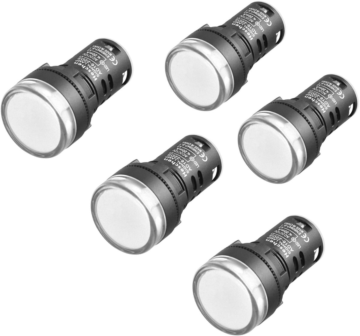 Byshayne - LED Indicator - 22mm Indicatorlamp - IP65 Bescherming - Wit - Veiligheidssignalering - Voor Wandmontage - 12VDC