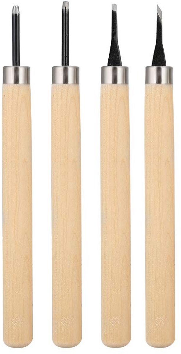 Byshayne - Holz Messer - Houtbewerkingsset - Professionele gereedschappen - 4-delige set - Veilig en scherp - Geschikt voor beginners - Gemaakt in