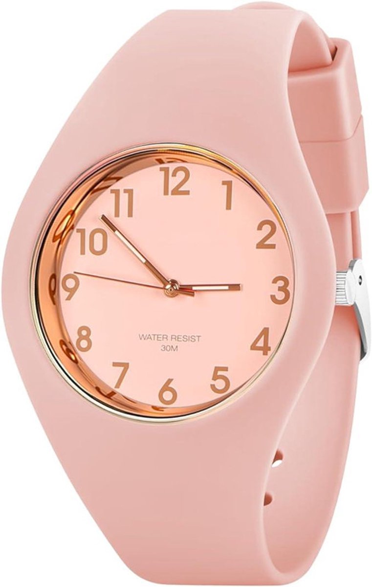 Dameshorloge met siliconen band, waterdicht analoog sporthorloge, analoog quartzhorloge voor dames, grote wijzerplaat, gemakkelijk af te lezen, modieus, stijlvol, eenvoudig voor vrouwen en meisjes,Kersenbloesemroze