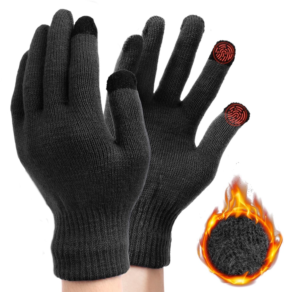 NTHProducts - Unisex Winter Warm Knitted Gloves - Smartphone Gloves - Dikke Fleece Polsbanden - One Size - Katoenen Handschoenen - Geschikt voor Volwas...