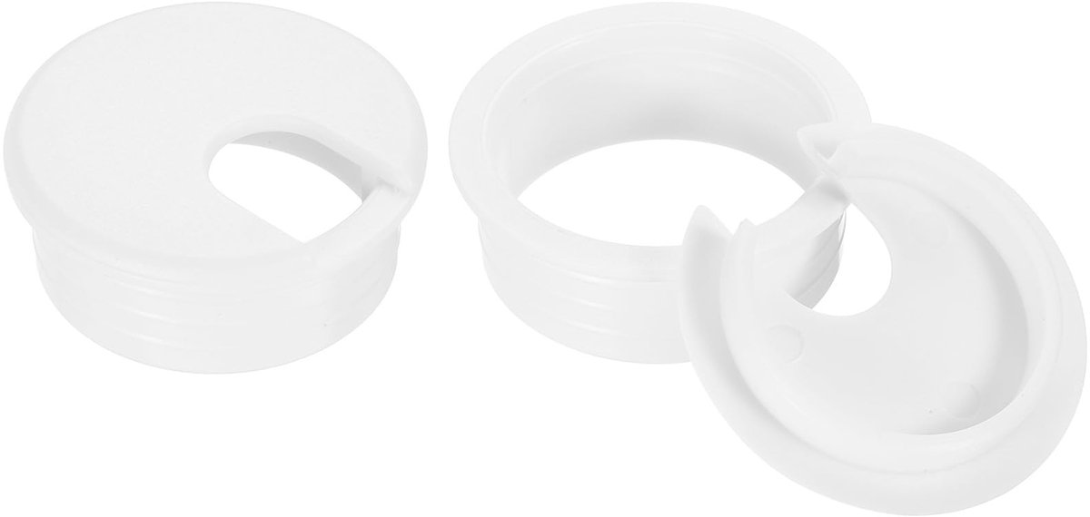 Allecto - Desk Cable Hole Cover - 2 Stuks - Duurzaam en Praktisch - Wit - Kabeldoorvoer - Geschikt voor Bureau en Computer - 45mm