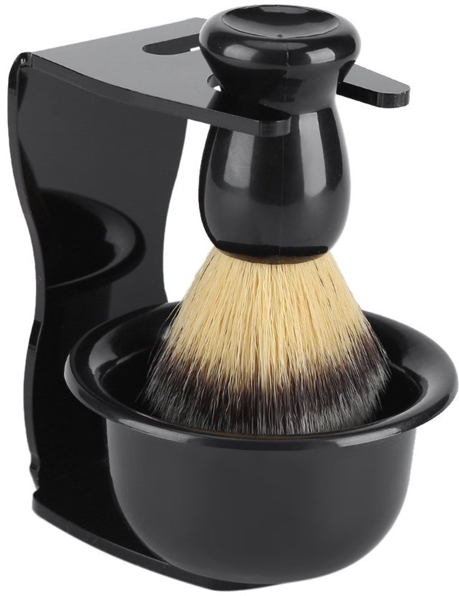 Shopcentral - Scheerset voor Mannen - 3-in-1 Scheerkwast - Professionele Grooming Brush - Inclusief Houder en Kom - Perfect voor Vaderdag - Ideaal Cade...