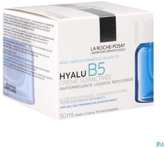 Verpakking La Roche-Posay Hyalu B5 Crème Suractivée. 'Rides, perte de fermeté et d'élasticité'. 50 ml.