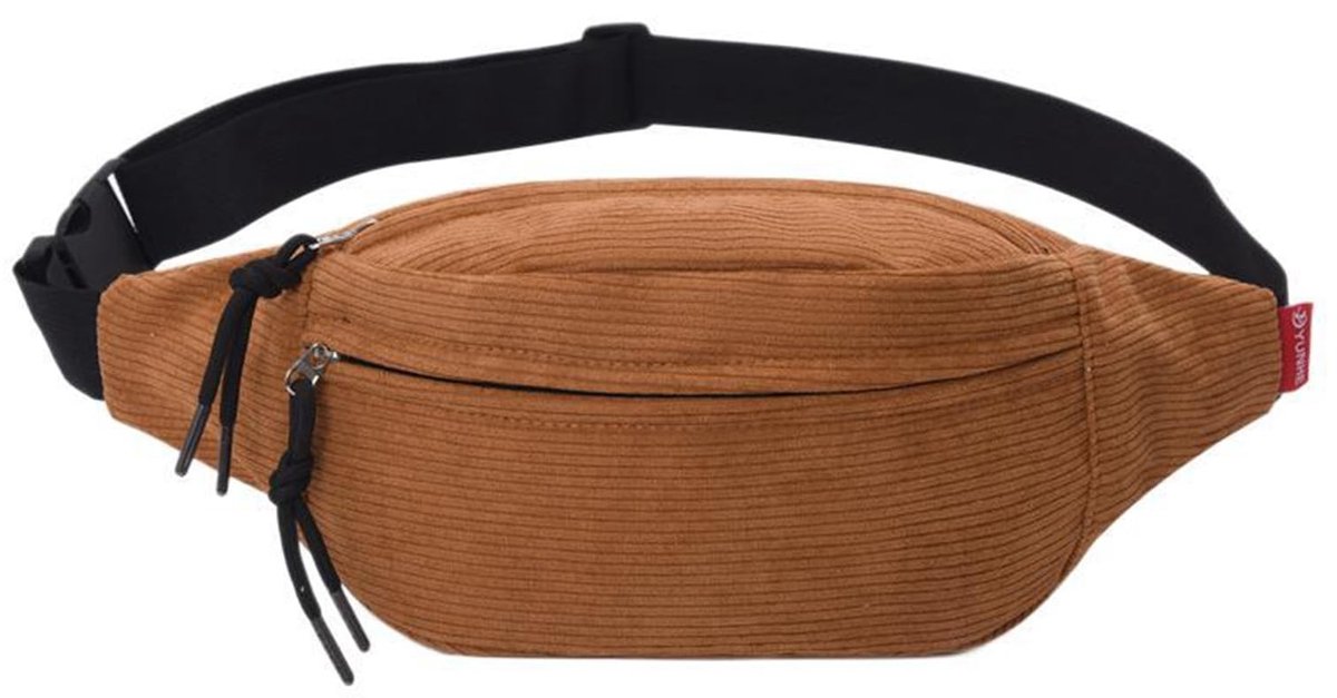 Allecto - Geribbelde Fluwelen Schoudertas - Halve Maan Tas - Verstelbare Schouderriem - Bruin - Hobo Tas - Stijlvolle Accessoire - Voor Vrouwen