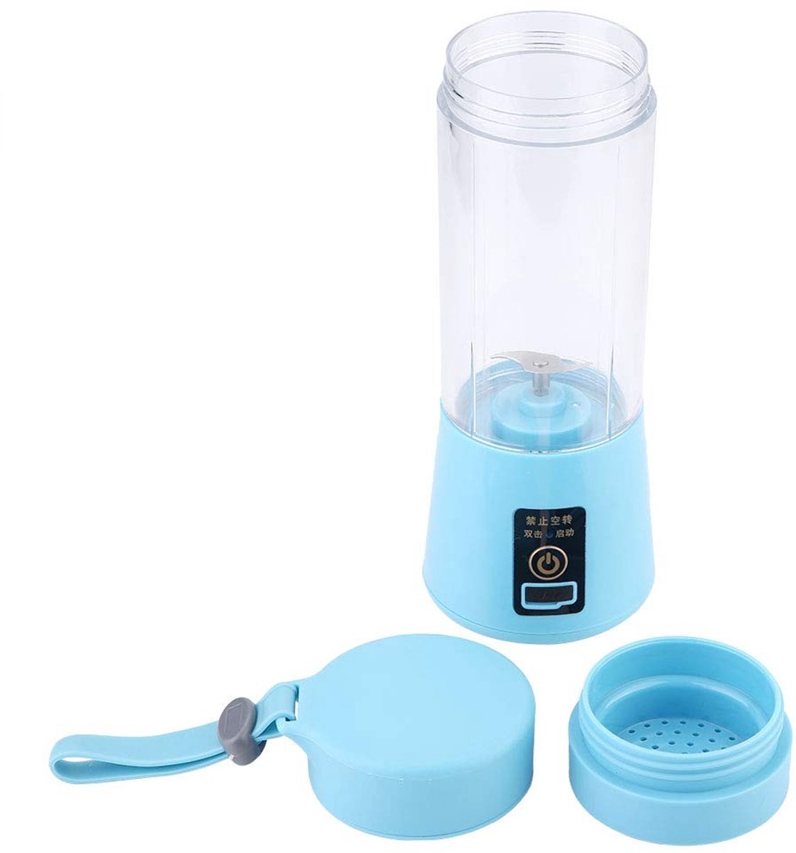 Allecto - Elektrische fruitbeker - Draagbare mixer - Afneembare basis - Blauw - Multifunctionele blender - Geschikt voor gymzaal en keuken - Mini b...
