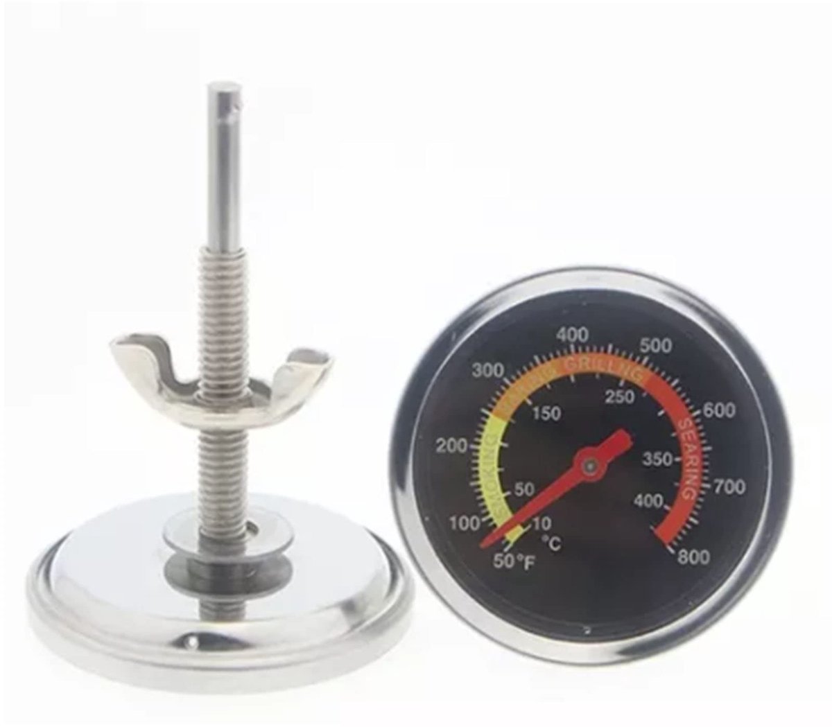 aladdien - Oventhermometer - Bimetalen Oventhermometer - Metalen Behuizing - Thermometer - Voor Oven en Grill - Meetbereik 50 tot 400℃