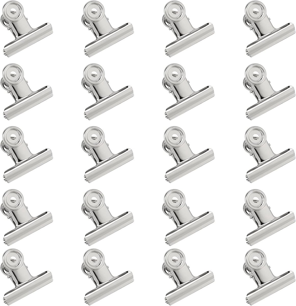 20x Grote Zilveren Bulldog Clips Metaal 5x4.6 cm Documenten Organisator