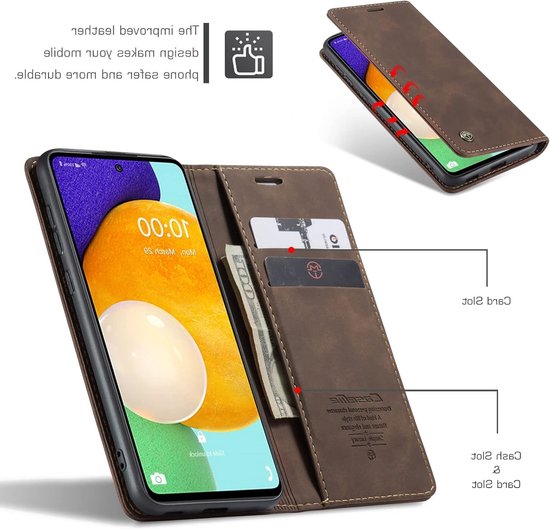 Premium Leren Hoes voor Galaxy A53 5G, Vintage Nubuck, Vouwbare Flip Wallet met Kaartsleuven en Schokbestendige Bescherming van Merkloos — afbeelding 2