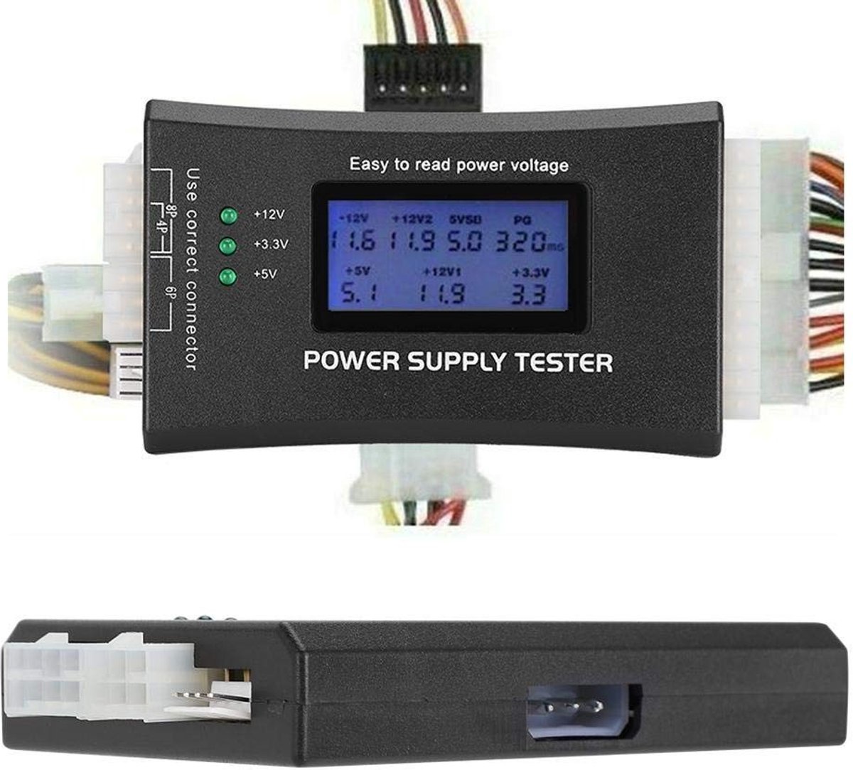 aladdien - Power Supply Tester - LCD Display voor PC - Geschikt voor ATX, ITX en SATA - Eenvoudig te gebruiken - Betrouwbare spanningstest - Tester ..