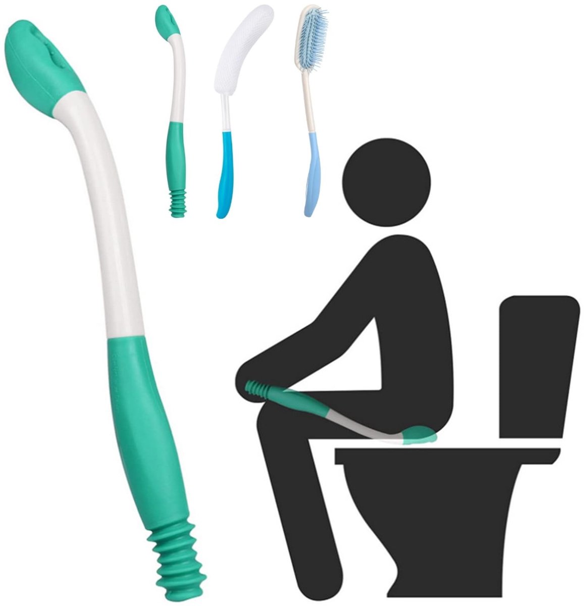 aladdien - Wiping Toilet Tool Set - Toilet Hulp - Ergonomisch Ontwerp - 3-delige Set - Voor Obese en Ouderen - Ondersteuning bij Persoonlijke Hygiëne