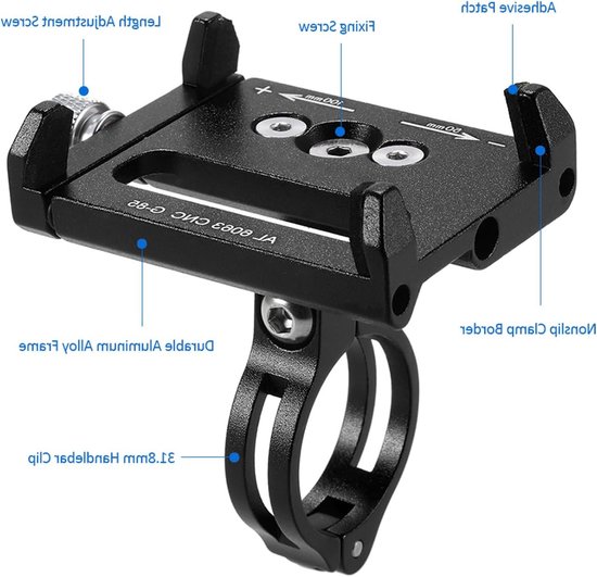 Universele Verstelbare Fiets Smartphone Houder voor Apparaten van 3.6 tot 6.2 Inch - Fietsaccessoire, Telefoonhouder, Mobiele Steun — afbeelding 3