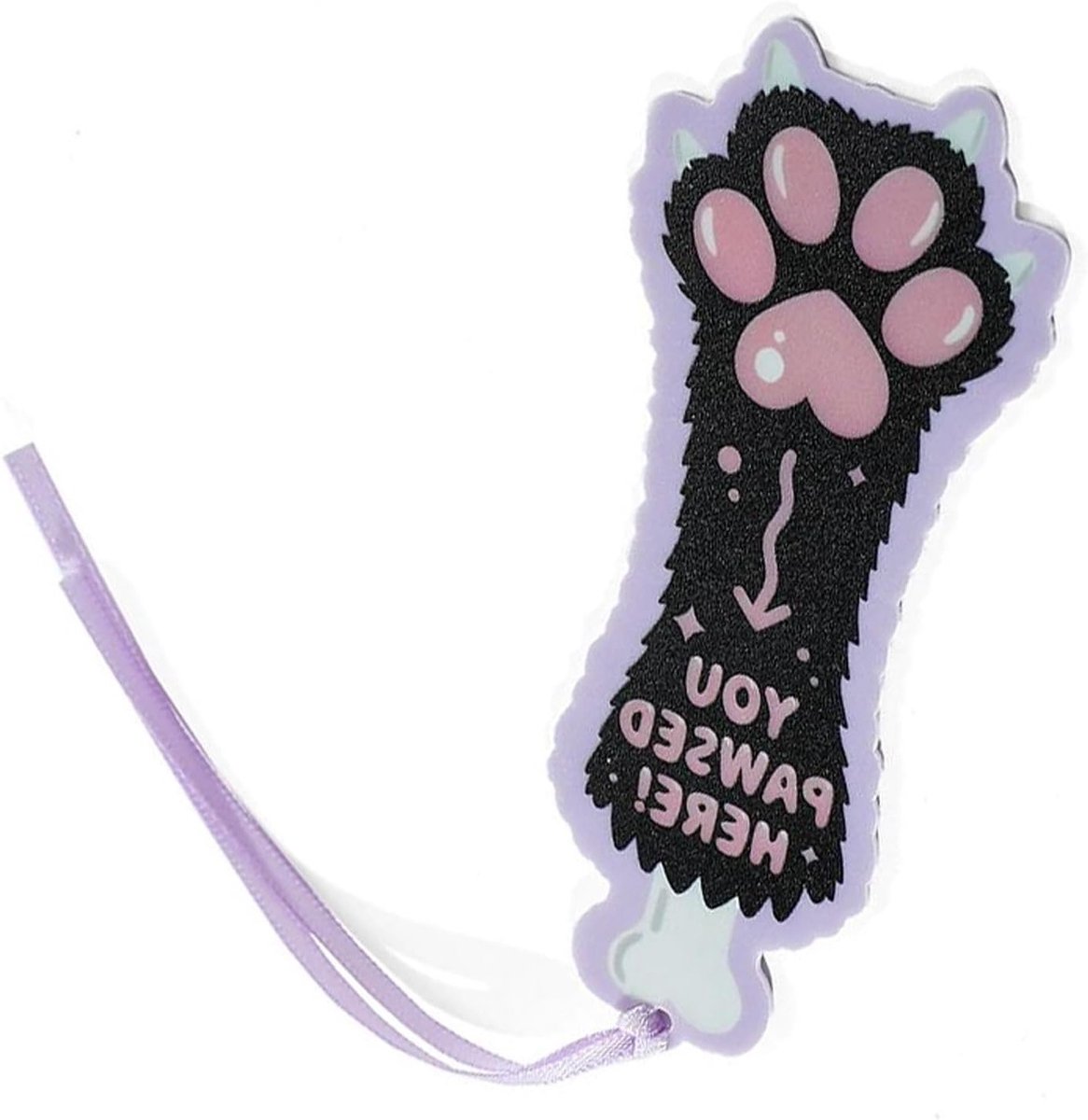 Schattige kattenpoot boekenlegger van paars acryl, perfect cadeau voor boeken- en kattenliefhebbers