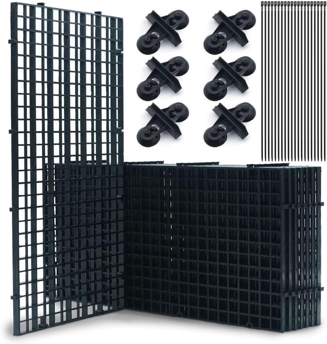 Aquarium Scheidingsset van 8 Stuks 15 x 30 cm Plastic Rooster met Zuignappen en Kabelbinders, Ideaal voor Visisolatie en Aquariumbouw
