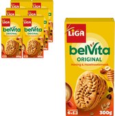 LiGA BelVita Koekjes Honing & Hazelnoot - Doos 6 x 300g - Koek - Koeken voor Onderweg of Werk en Kantoor