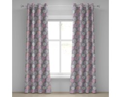 ABAKUHAUS roze en grijs oogjesgordijn, decoratieve 2-panelige raamgordijnen voor de slaapkamer woonkamer, 280 cm x 225 cm, Blush lila grijs