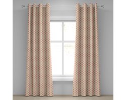 ABAKUHAUS Romantisch Oogjesgordijn, Decoratieve 2-Panelen Raamgordijnen voor de Slaapkamer Woonkamer, 280cm x 260cm, Bleekgeel Lichtroze