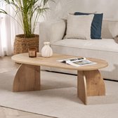 Asir - Table basse - Travertin - 100% panneaux de particules mélaminés - 63,2 x 129,5 x 6,8 cm