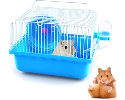 Hamsterkooi Villa Huisdierenhok met Accessoires Draagbare Kooi - Waterfles - Wiel voor Muizen Kleine Dieren - 23 cm x 17 x 15 cm