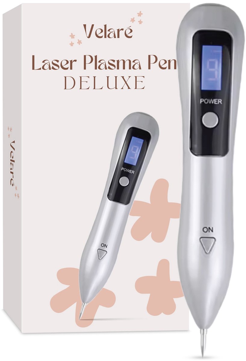 Velaré® Laser Plasma Pen – Professionele Huidvlek & Wrat Verwijderaar – Donkere Vlekken Verwijderen – Tattoo Remover – Huidverzorging – Oplaadbaar – LCD Display – Wit