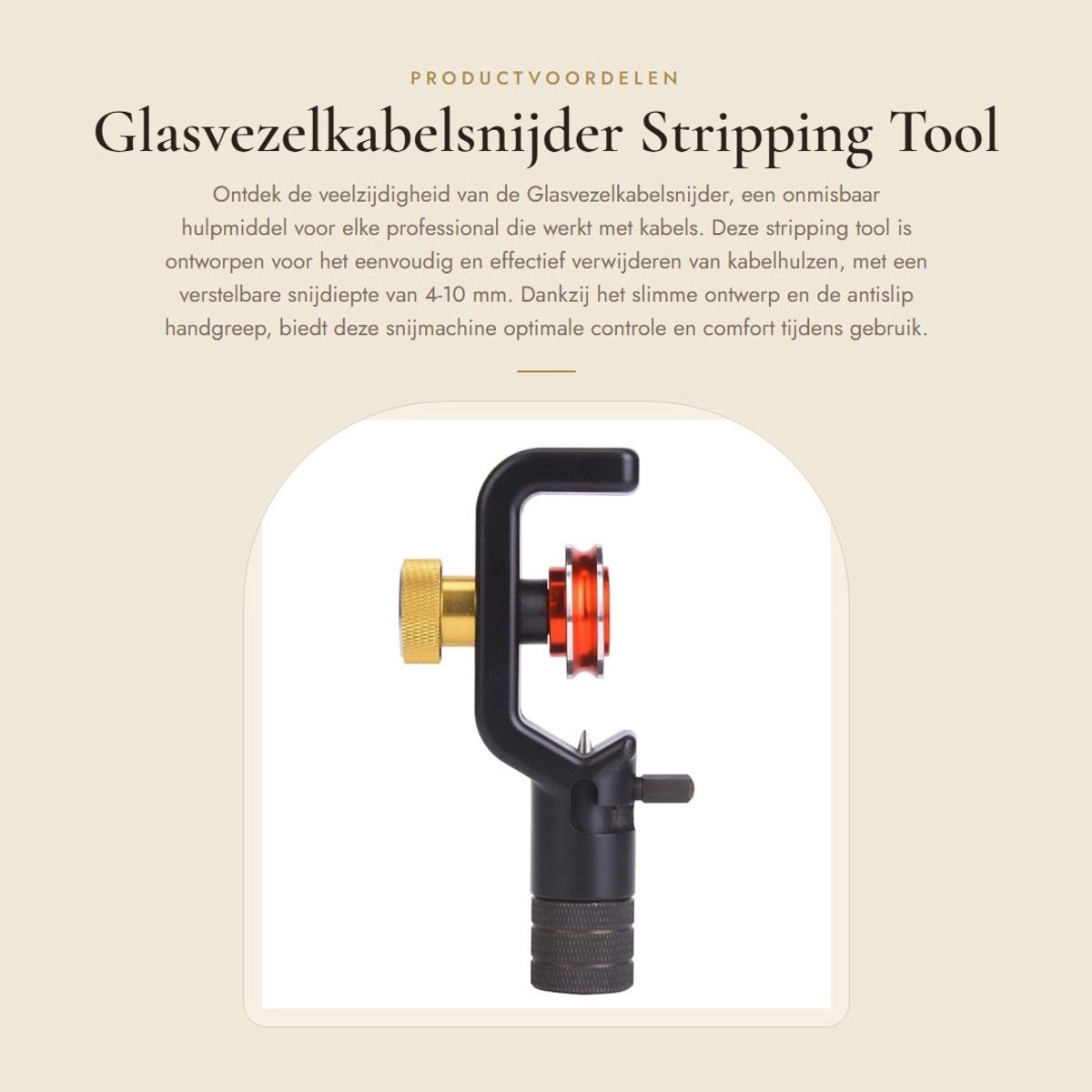 Dailygoods- Glasvezelkabelsnijder Verstelbare snijdiepte - Antislip Handvat - Stripping Tool - Kabelhuls Cutter - Perfecte Gereedschappen - Gemakkelijk te Gebruiken - Kabelsnijder